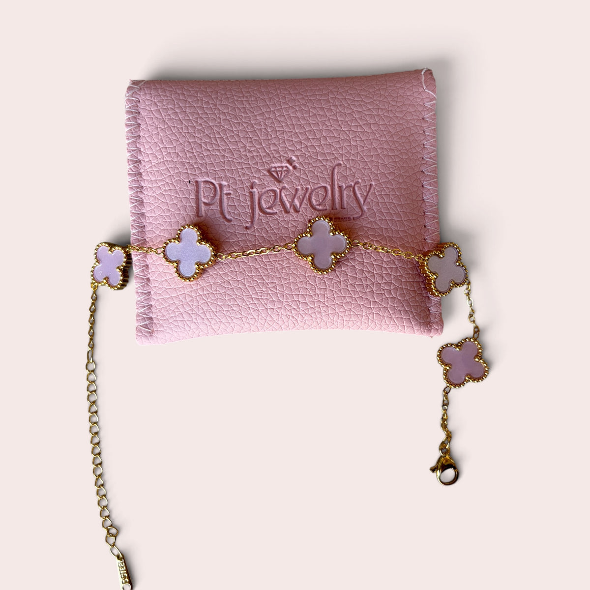 Pink clover bracelet