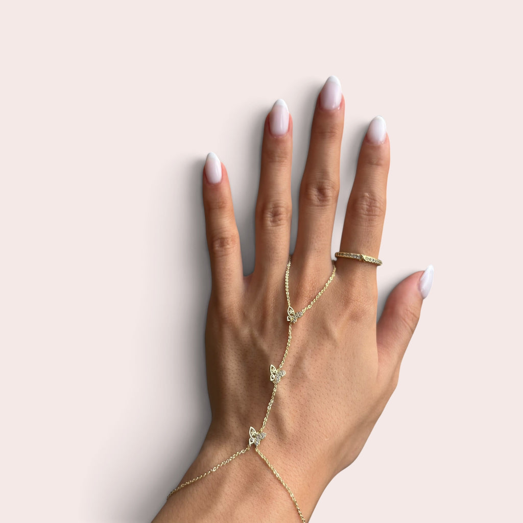 3 butterflies hand chain