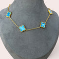 Blue clover necklace