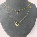2 layers star and moon necklace