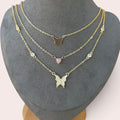 3 butterflies necklaces set
