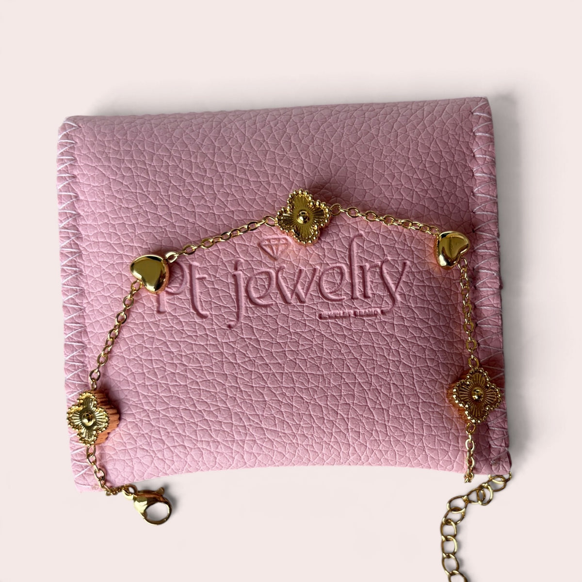 Gold Clovers and hearts Bracelet