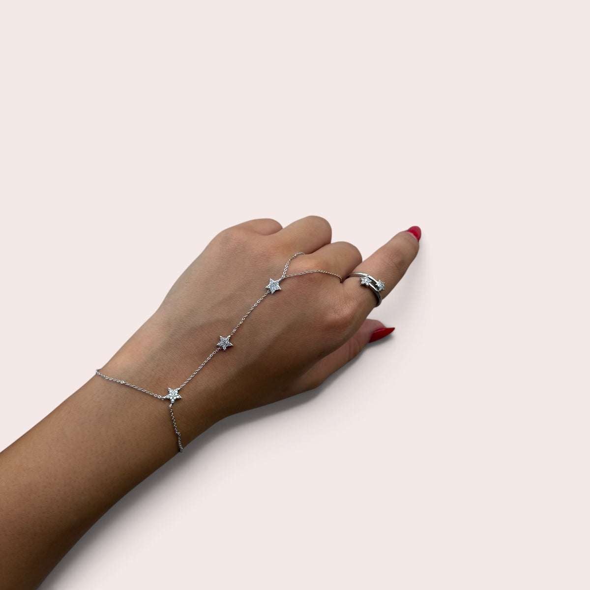 Silver stars hand chain