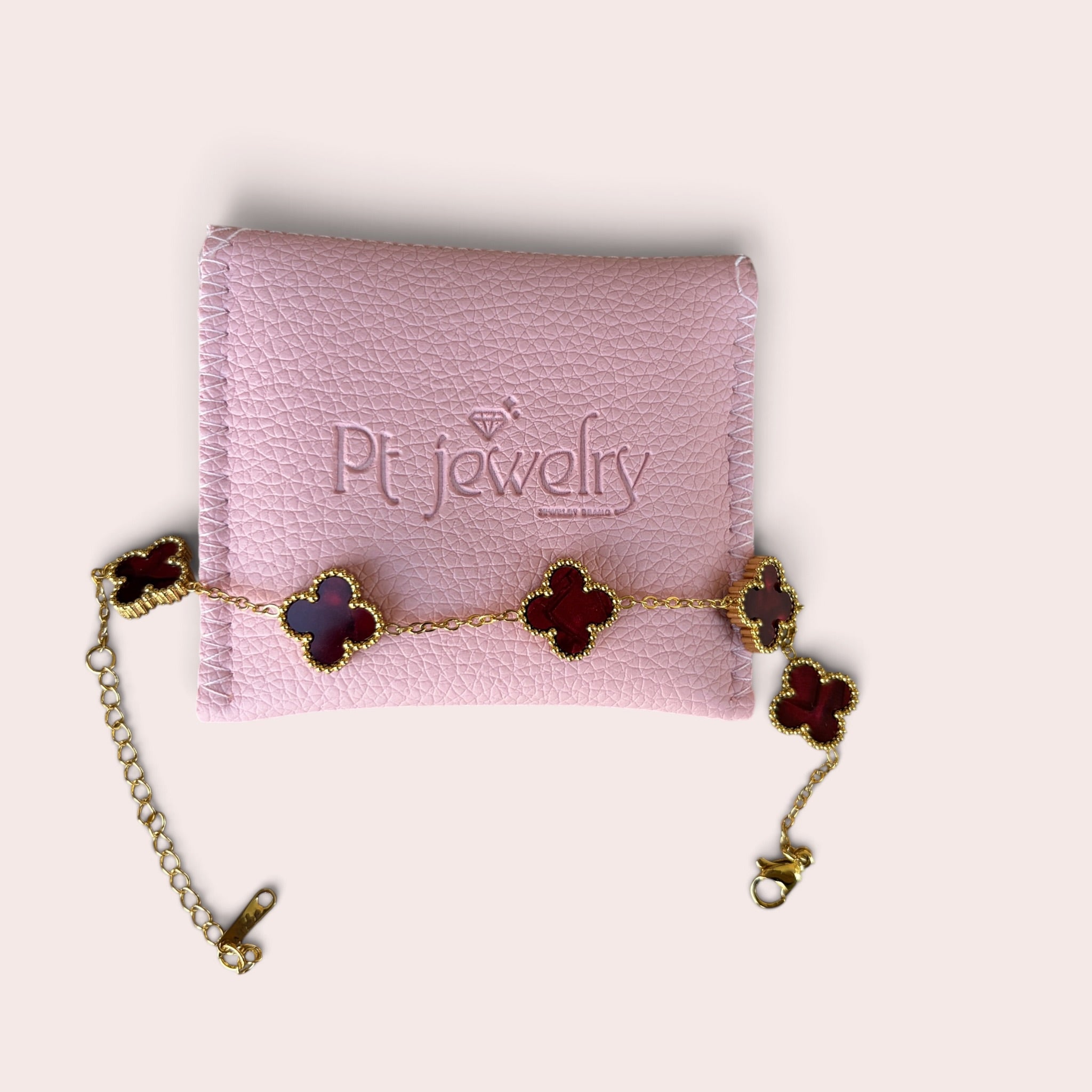 Burgundy clover bracelet